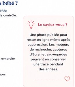 Rappel visuel : une photo publiée peut rester en ligne même après suppression.